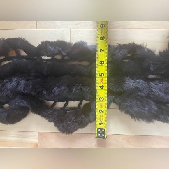 DANIER Leather rabbit fur scarf - chocolate brown - Picture 6 of 7